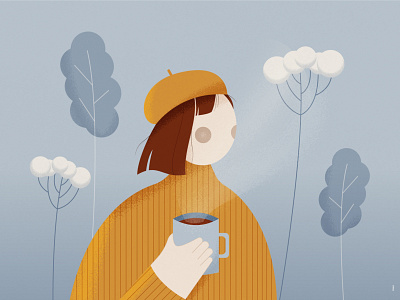 My shot for a DTIYS by Tímea challenge character coffee drawinyourstyle dtiys illustration minimal minimalism minimalist people woman
