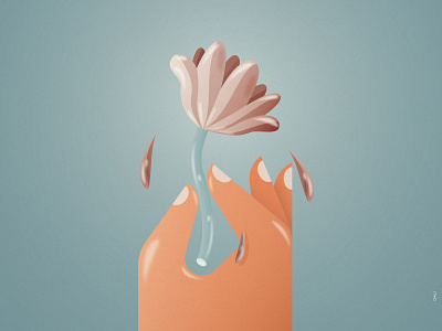 Protect nature design flower glossy glow hand illustration minimalism vector
