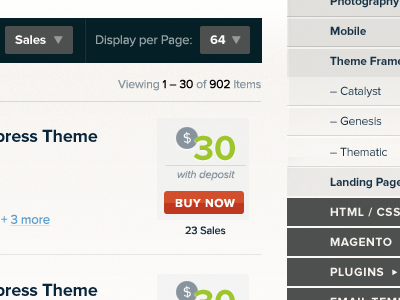 Mojo's Category page button filter green mojo themes pagination process proxima nova red redesign