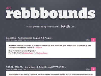 Tracking what's happening with dribbble's API dribbble api live rebbbounds
