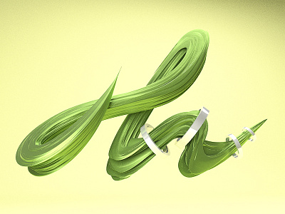 H - small alphabet 3d brush c4d cinema4d color graphics green hue render type typography visual