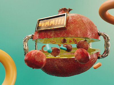 Fruint 'n Things - Bombegranate 3d art avocado cinema4d concept digital art fruit illustration