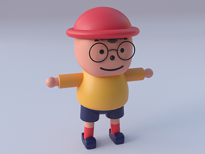 red-hat kid 3d child cinema4d cute graphic illustrator modeling