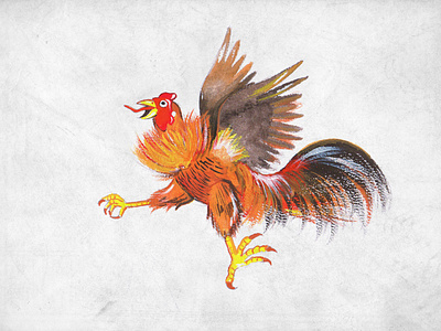 Fighting Rooster artwork cartoon character design children art gouache illustration paint storytelling traditional art