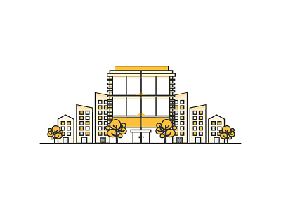 City city clean flat graphic design illustrator lines vector vector art yellow