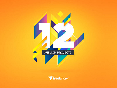 We've reached 12 Million Projects 12m announcement bright colors design freelancer.com geometric graphic orange