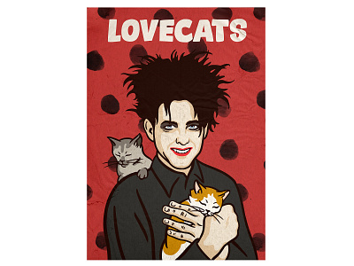 Robert Smith 80s cat goth music music poster posters retro illustration robert smith the cure vintage illustration vintage inspired