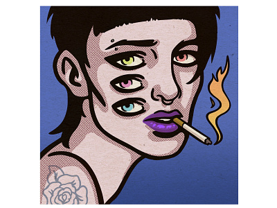 Smoking blue eye girl girl illustration illustration retro illustration smoking vintage illustration vintage inspired