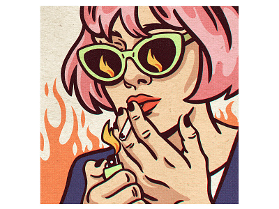 Fire fire girl girl illustration glasses illustration mood retro illustration vintage illustration vintage inspired