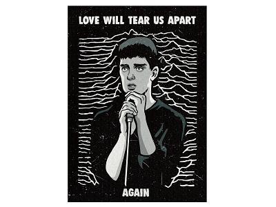 Music poster - Ian Curtis (Joy Division) 80s blackandwhite illustration joy division music music poster retro illustration vintage illustration vintage inspired