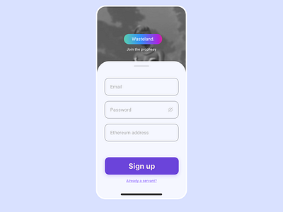 Wasteland: Sign up 3d blockchain design metaverse minimal product design ui ux web