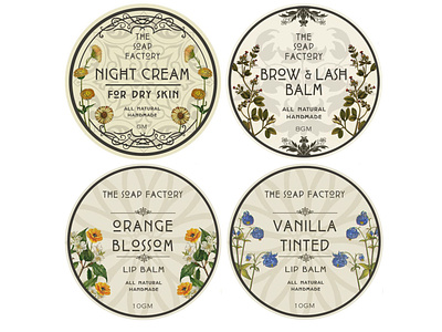 The Soap Factory Cosmetic Labels botanical cosmetic cosmetic packaging design label label design