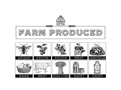 Farm Produced Logo & Icons icon logo logo design old fashioned vintage