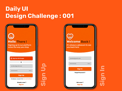 Sign Up / Sign In UI : Daily UI Design Challenge 001 app daily 100 challenge dailyui design figma figma design signin signup ui ux