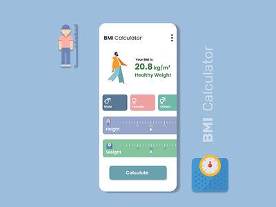 BMI Calculator UI Design | Daily UI 04 adobe illustrator app daily 100 challenge dailyui figma illustration ui ux