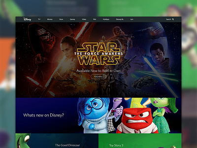 Disney Website Homepage disney flat freebie identity illustration invite logo photoshop star wars ui web website