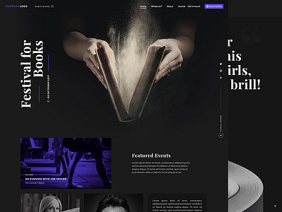 Book Festival Site Concept books branding concept dark responsive site ui ux website