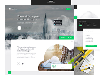 Buildcloud app brand branding build cloud green minimal responsive web