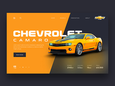 Web Design for Chevrolet Camaro car chevrolet landingpage orange sports store ui uidesign uiux uxui web store webdesign