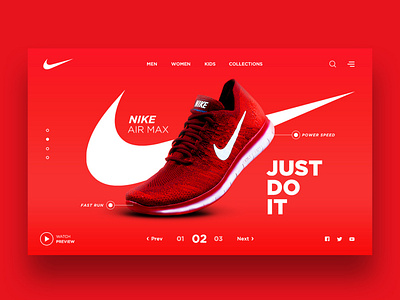 Web Design for Nike Shoes airmax creative designs fashion justdoit landingpage nike nike shoes red speed sport store ui design uiux webdesign