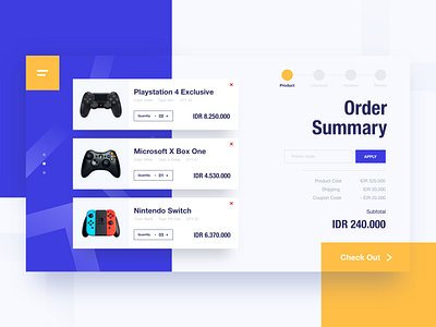 Order Summary agency blue console creative dailyui dashboad gaming website nintendo order order summary paypal ps4 shop shopping shopping cart ui ui design ux webdesign xbox