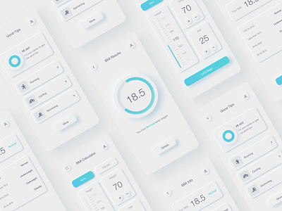 BMI Calculator App - Neumorphism 2020 trends age bmi calculate calculator calculator app dailyui design health height mobile app mobile design mobile ui neumorphic neumorphism skeuomorphic skeuomorphism ui ux weight