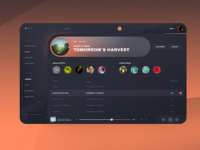 Music streaming service chill dailyui dashboard interface music orange