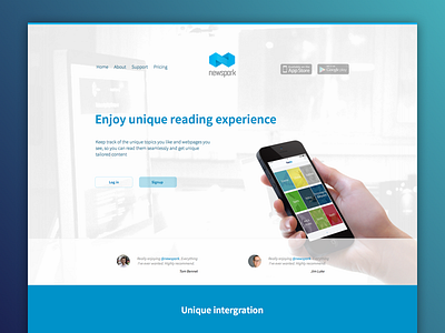 Landing page design app blue landing page web startup ui website