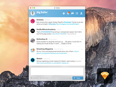 Twitter for Yosemite + sketch freebie app clean free freebie mac sketch twitter ui ux yosemite