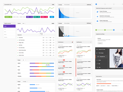 Random GUI elements for reach.ly dashboard app application builder clean dashboard ui web