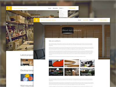 Webpage for custom lamp company