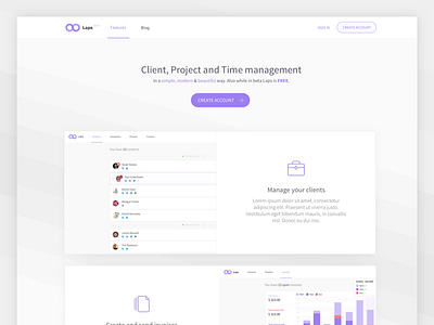 Layout for getlaps.com landing page