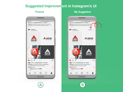 Improvement in Instagram's UI/UX app app interaction branding design flat improvement in instagrams uiux instagram instagram template interface logo mr dhankar ui ux vivek dhankar web