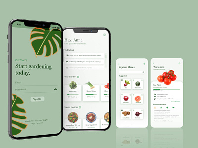 Cultivate Gardening App gardening app interface mobile ui