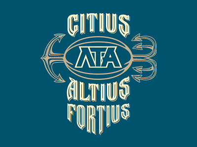 Citius Altius Fortius anchor ball design illustration lettering print rugby saint petersburg t shirt typography