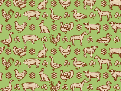 Farm animals pattern animals chicken cow design duck farm flower goose horse icon illustration mutton pattern pig print rabbit rooster seamless turkey vector