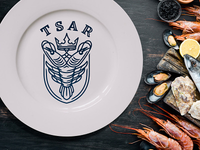 Tsar Shrimp branding coat of arms concept design double headed heraldry icon identity logo logoforsale logotype shrimp tsar