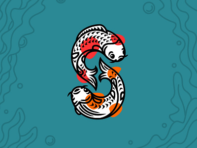 S Koi Fish branding carp design fish icon identity illustration initial koi koi fish logo logotype monogram typography