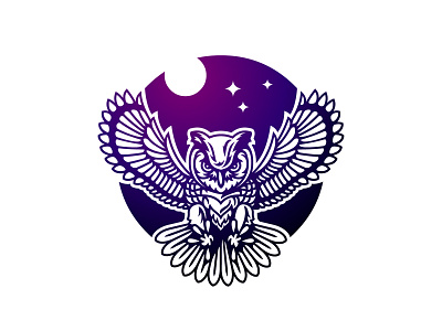 Owl bird branding design fly icon illustration logo logoforsale logoground logotype moon night owl stars