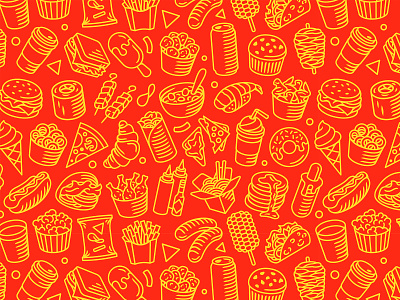 Fast food pattern burger coffee coffee cup design fast food fastfood hotdog icon illustration packaging pattern pizza restaurant sausage seamless vector