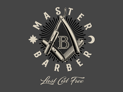 Master Barber barber barbershop branding design hairbrush icon identity illustration logo mason masonry master scissors vector