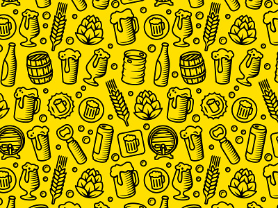 Beer pattern background barrel beer beermat bottle can cap coaster design hop icon illustration ipa mug oktoberfest pattern print stout vector wheat