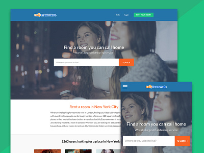 Responsive homepage for roommates website homepage responsive roommates