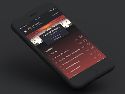 Heavy Metal App - Dark UI Concept (part 2) dark ui heavy metal mobile music app ui ux xd