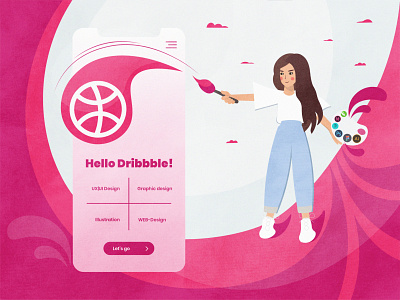 Hello Dribbble! dribbble girl hello hello dribbble illustration logo typography ui ux uxui web woman