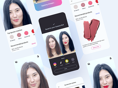 Mobile AI Makeover ai app design artifical intelligence beauty design haircolor hairstyle makeup minimal ui uidesign ux