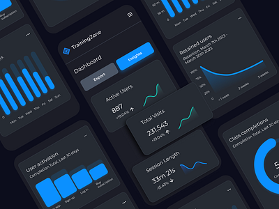 Dashboard in dark mode analytics app app design apps black dark mode data design elegant gradient minimal minimalist simple ui uidesign uiux uiuxdesign ux uxdesign
