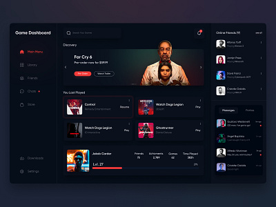 Game Dashboard Concept concept design dashboard dashboard concept design desktop ui ui concept ui design ux