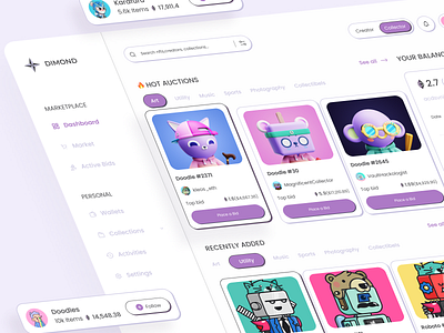 Dimond - NFT Marketplace Dashboard