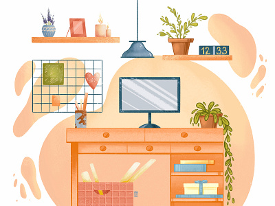 Work place app art design flat illustration illustrator interior interior design invitation minimal website